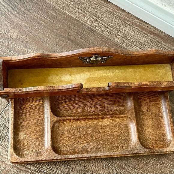 Vintage Wooden Desk Organizer with Eagle Emblem - Picture 13 of 13